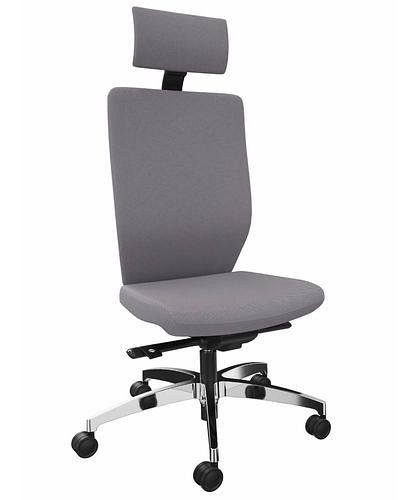 DENIOS Bürostuhl Stilo ES operator, Syncro-Quickshift-Technik, Alu-Fußkreuz, Nackenstütze, grau, 292420