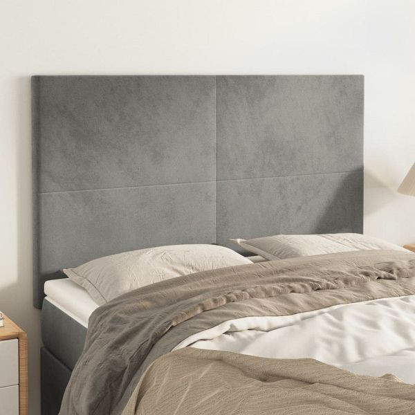 vidaXL Kopfteile 4 Stück Hellgrau 72x5x78/88 cm Samt, 3116100