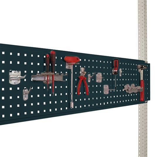 Manuflex Werkzeug-Lochplatte für Stahl-Aufbauportale, Nutzhöhe = 300 mm, für Tischbreite 2000 mm, Anthrazit, ZB3345.7016