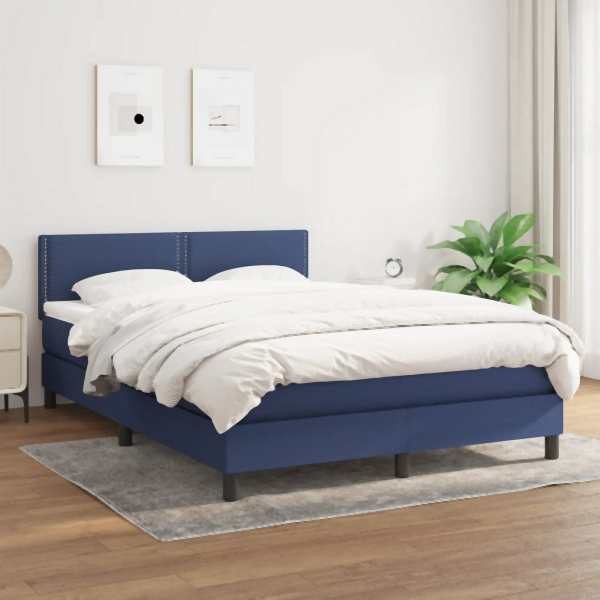 vidaXL Boxspringbett mit Matratze Blau 140x190 cm Stoff, 3139975