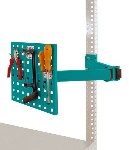 Manuflex Werkzeugträgerplatte für UNIVERSAL und PROFI, BxH 305 x 305 mm, mit Doppelgelenk-Schwenkausleger, Wasserblau, ZB3567.5021
