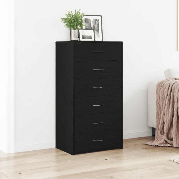 vidaXL Sideboard mit 6 Schubladen Schwarz Eichen-Optik 50x34x96 cm, 862442
