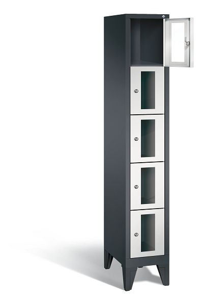 C+P Schließfachschrank Classic, H1850xB320xT500mm, Farbe: Schwarzgrau / Lichtgrau, 8010A105 S10012