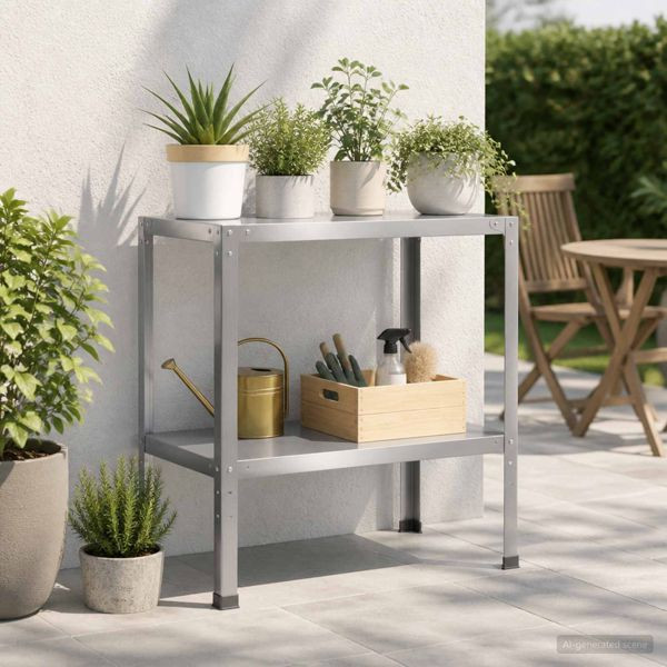 vidaXL Pflanztisch 60 x 50 x 80 cm Verzinkter Stahl Silber, 8014895