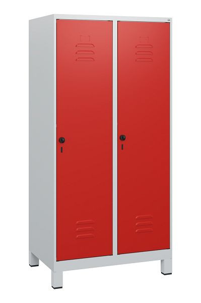 C+P Umkleidespind Classic PLUS, Füße, 2 Abteile, 1630x800x500mm, 7035/3020, Drehriegel, 0800105-22 S10002
