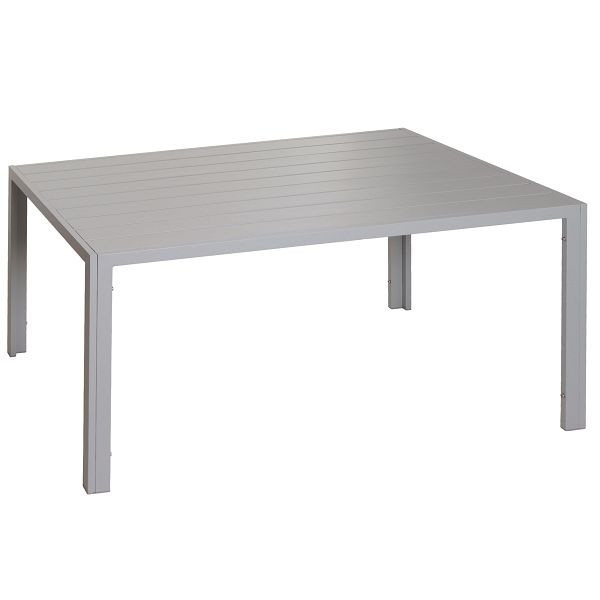 Mendler Alu-Esstisch HWC-N40, Tisch Bistrotisch Gartentisch Balkontisch, wetterfest 140x80cm, hellgrau, 106602