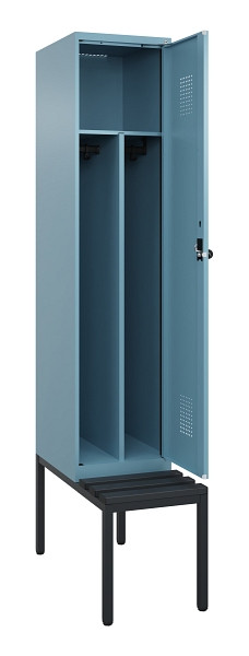 C+P Spind Evolo PLUS, 1 Abteile, 2120x400x815mm, 0010/0010, Haken 4, Drehriegel, Sitzfläche Kunststoff, Sitzbank, Trennwand, 0490507-12F S10075