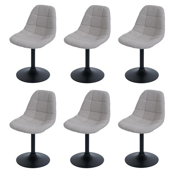 Mendler 6er-Set Esszimmerstuhl HWC-A60, Küchenstuhl Stuhl Drehstuhl, Stahl FSC® Stoff/Textil Bouclé (450g/m²), taupe, 3x108844