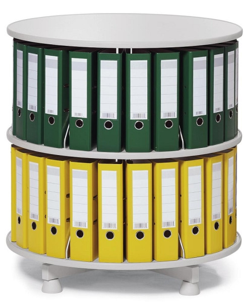 Deskin Ordnersäule mit 2 Etagen, hellgrau Holz, Etage einzeln drehbar, H 850 mm, Durchmesser 800 mm, 269955