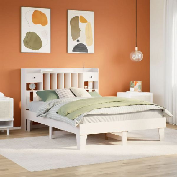 vidaXL Massivholzbett ohne Matratze Weiß 160x200 Kiefernholz, 3308838