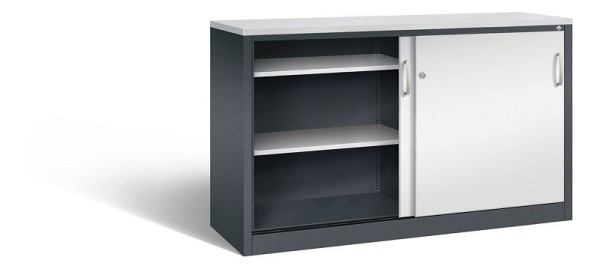 C+P Sideboard mit Schiebetüren Acurado, H1000xB1600xT500mm, Farbe: Schwarzgrau / Lichtgrau, Bügelgriff, 2156-00 S10127