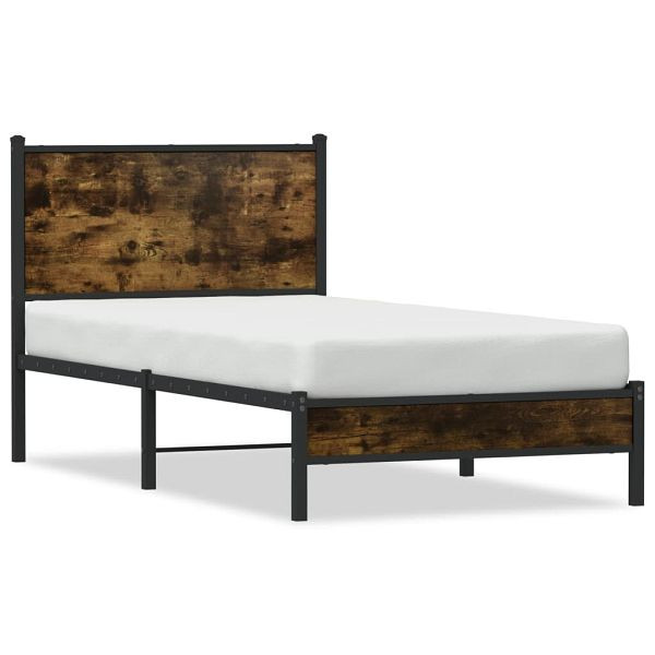 vidaXL Bettgestell mit Kopfteil Metall Räuchereiche 90x190 cm, 4007806