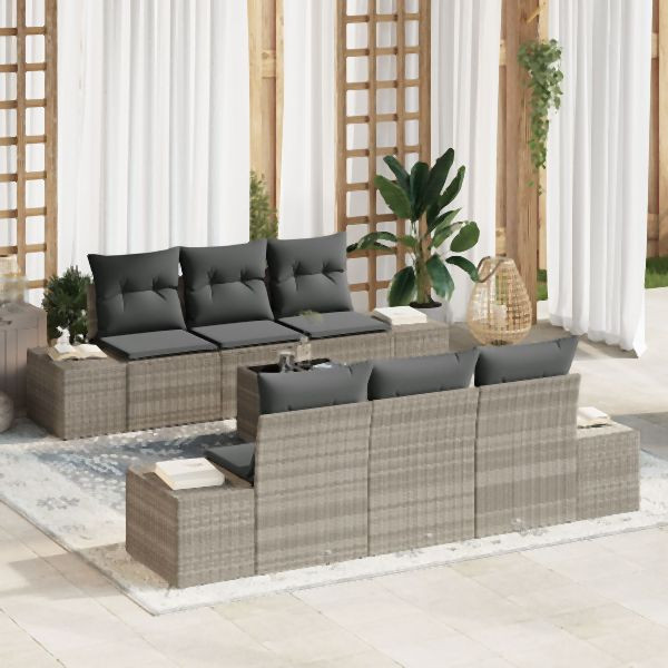 vidaXL Garten-Sofa-Set Set aus 7 Hellgrau, Dunkelgrau, 3355621
