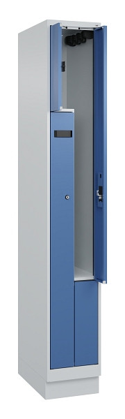 C+P Z-Spind Evolo PLUS, Sockel, 2 Fächer, 1950x300x500mm, 7035/5023, Zylinderschloss, 049023-102 S10036