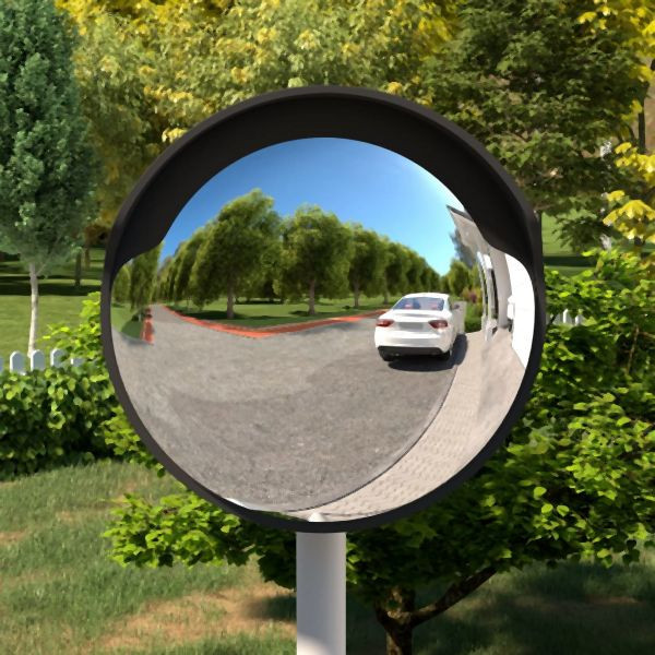 vidaXL Verkehrsspiegel Konvex Outdoor Schwarz Ø45 cm Polycarbonat, 153079
