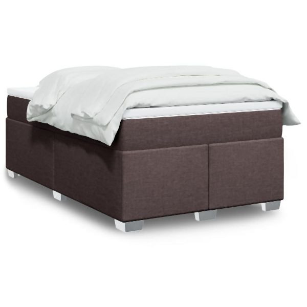 vidaXL Boxspringbett mit Matratze Dunkelbraun 120x200 cm Stoff, 3285126
