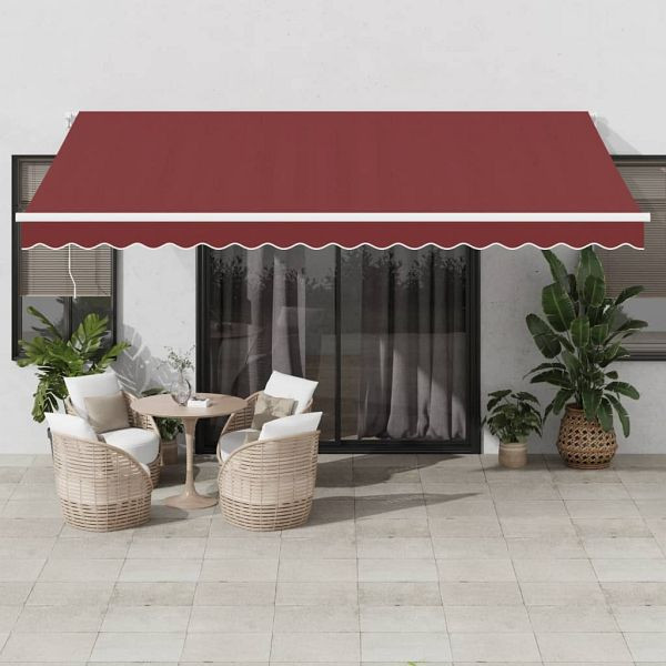 vidaXL Markise Manuell Weinrot 450x350 cm, 3214986, 8721012412903