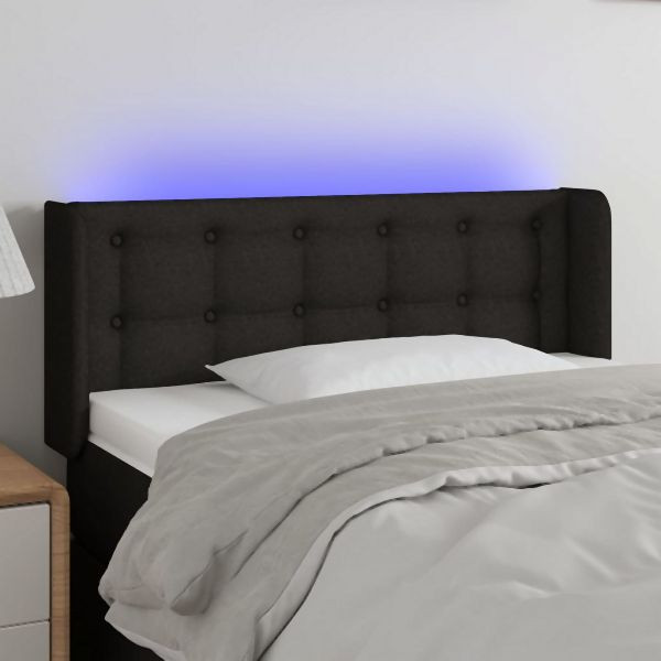 vidaXL LED Kopfteil Schwarz 83x16x78/88 cm Stoff, 3123646