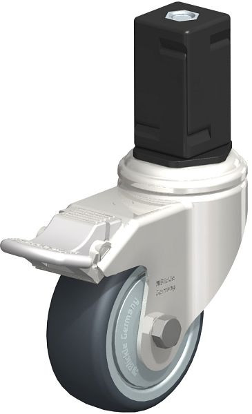 Blickle LKRXA-TPA 80KD-11-FI-FK-EXV17 Edelstahl-Apparate-Lenkrolle mit Expander & Feststeller, Thermoplastisches Gummi-Elastomer, Grau, 853138