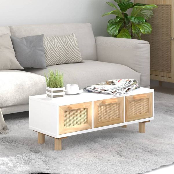 vidaXL Couchtisch Weiß 80x40x30 cm Holzwerkstoff & Massivholz Kiefer, 345618