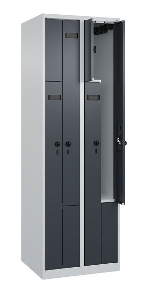 C+P Z-Spind Evolo PLUS, 4 Fächer, 1850x600x500mm, 7035/7016, Drehriegel, 049003-204 S10010