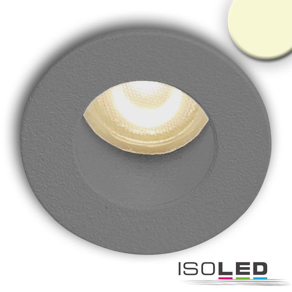 ISOLED LED Einbauleuchte MiniAMP alu gebürstet, 1W, 24V DC, warmweiß, rückversetzt, dimmbar, 114485