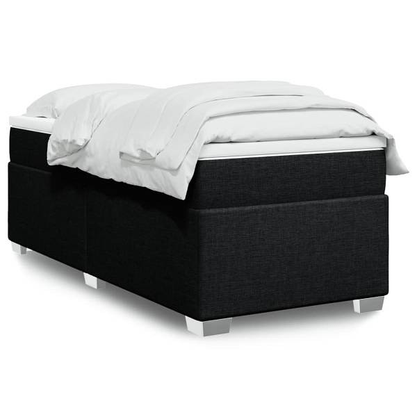 vidaXL Boxspringbett mit Matratze Schwarz 100x200 cm Stoff, 3285111
