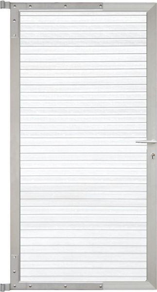 T&J WAREN-Tor-Komplettset, 90 x 173 cm, Füllung weiß, Rahmen silber, 44031