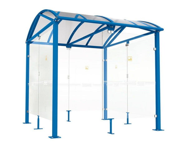 Procity Raucherunterstand Klassik "L"- Tiefe 2690 mm, Farbe RAL 5010, Maße: Breite 2500 x Höhe 2768 x Tiefe 3023 mm, 529520.5010