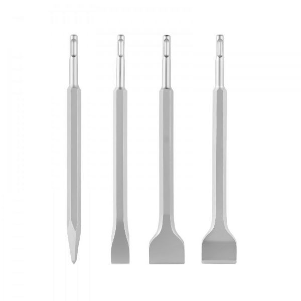 VEVOR SDS Plus Meißel Set, 4-teilig, inkl. Spitz-, Flach- & Spatenmeißel, 40Cr-Legierungsstahl, für Beton- & Ziegelarbeiten, PJDHPJ4JTSDSCQUN5001V0