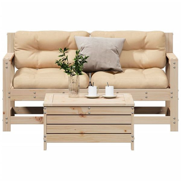 vidaXL 3-tlg. Garten-Lounge-Set mit Kissen Massivholz Kiefer, 3250764