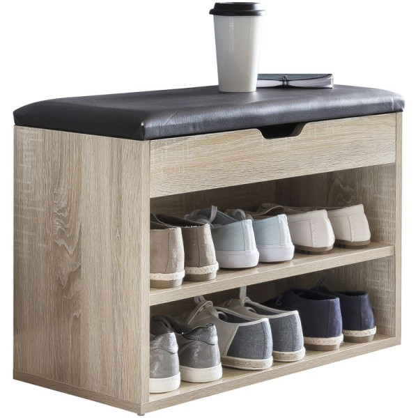 Wohnling Schuhbank SOFIA mit Sitzfläche Sonoma Garderoben-Bank Holz 60 x 40 x 30 cm, WL5.262