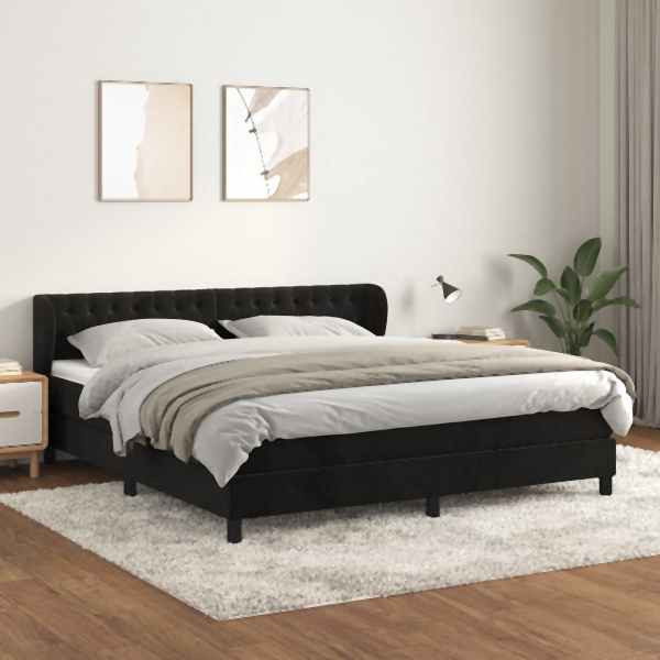 vidaXL Boxspringbett mit Matratze Schwarz 160x200 cm Samt, 3127681