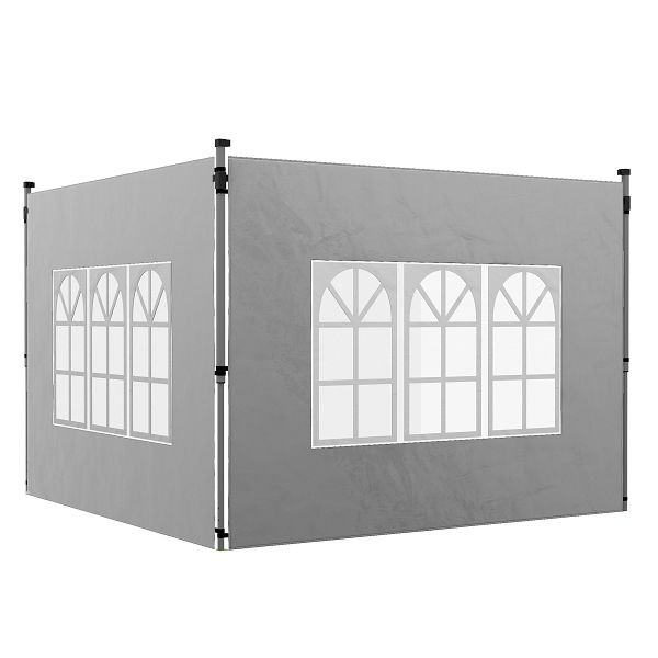 Outsunny 2er-Set Seitenteile für Pavillon 3x3/3x4 m, Seitenwand mit Fenster, wasserdicht Hellgrau, 84C-458V00LG