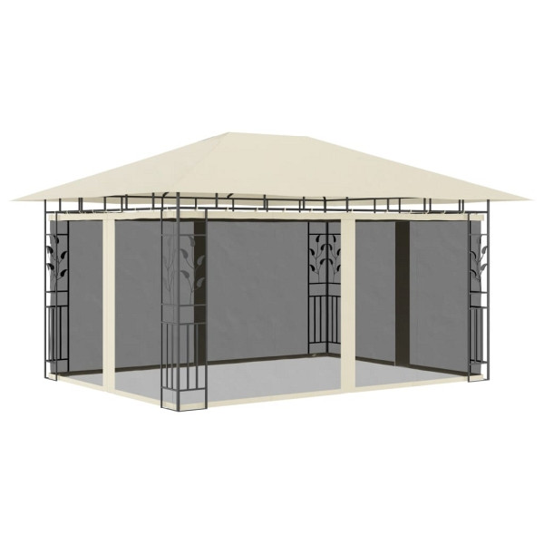 vidaXL Pavillon mit Moskitonetz 4x3x2,73 m Creme 180 g/m², 47970