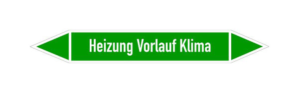 Schilder Klar Rohrleitungskennzeichen Heizung Vorlauf Klima, 33000x90 mm Folie selbstklebend, 101436/90