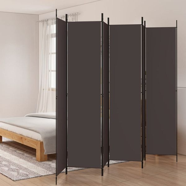 vidaXL 6-tlg. Paravent Braun 300x220 cm Stoff, Polyester, 350207