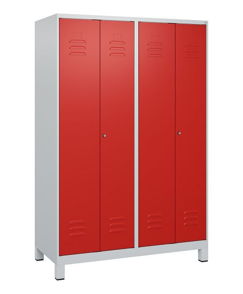 C+P Umkleidespind Classic PLUS, Doppel-Spind, Füße, 4 Abteile, 1800x1200x500mm, 7035/3020, Zylinderschlösser, 0800127-40P S10017