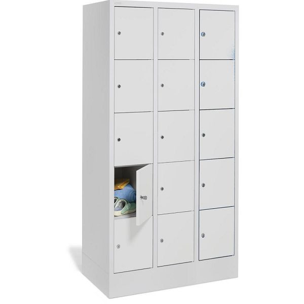 Deskin Schließfachschrank CLASSIC mit glatten Türen, Korpus lichtgrau, Türen lichtgrau, H 1850 x B 900 x T 500 mm, 264191