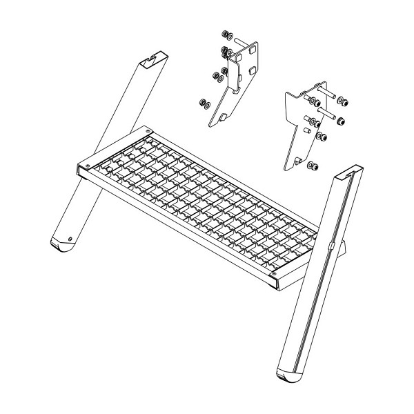 Munk Günzburger Steigtechnik Aufstieg Podesttreppe 2 Stufen inkl. Montagesatz, Stahl-Gitterrost, 800044