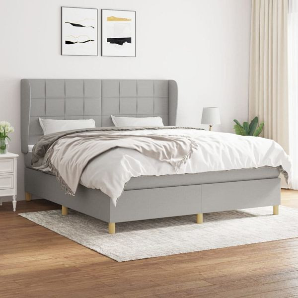 vidaXL Boxspringbett mit Matratze Hellgrau 180x200 cm Stoff, 3128541