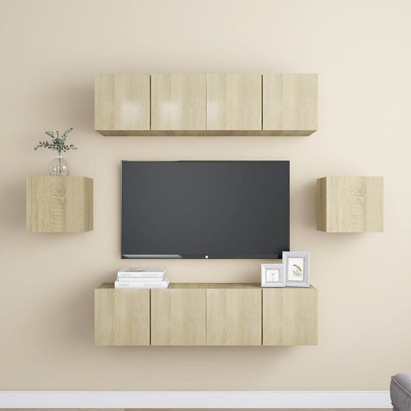 vidaXL 6-teilig TV-Schrank-Set Sonoma-Eiche Holzwerkstoff, 3078997
