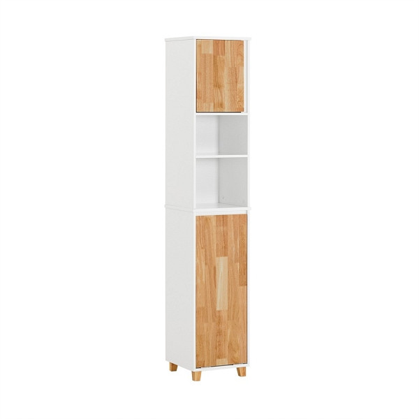 SoBuy Badezimmerschrank mit zwei Türen Weiß 32x31x170 cm, Funktional, BZR74-W