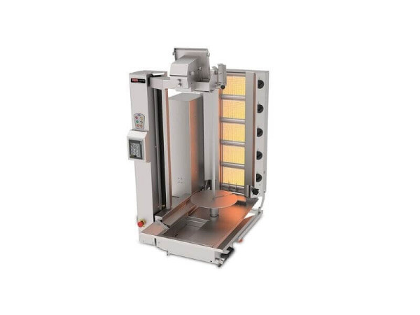 SGS Gastro Gas Döner Roboter mit Motor unten, 5 Brenner Gas Gyrosroboter, max. 120 kg, ADRC5G