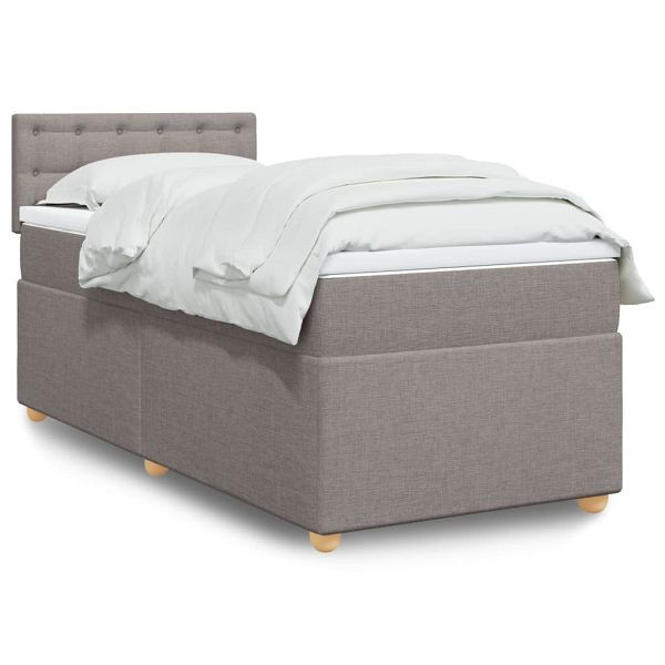 vidaXL Boxspringbett mit Matratze Taupe 90x190 cm Stoff, 3286553