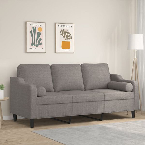 vidaXL 3-Sitzer-Sofa mit Zierkissen Taupe 180 cm Stoff, 3200860