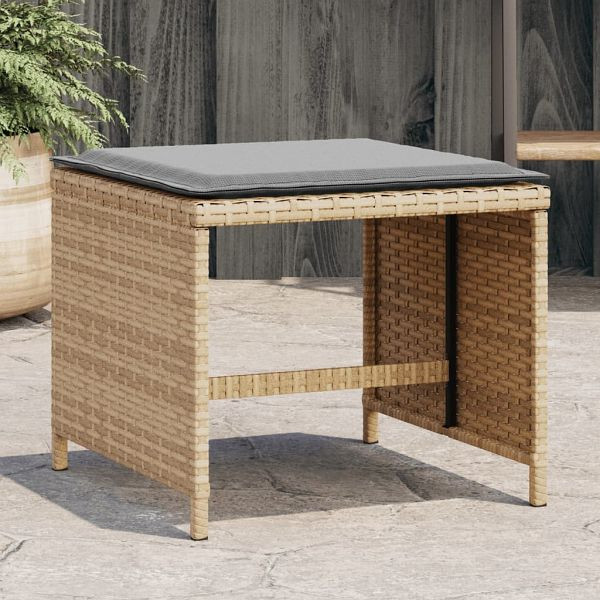 vidaXL Gartenhocker mit Kissen 4 Stück Beigemischung Poly Rattan, 4007489