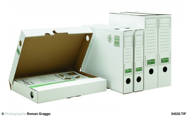 Progress Packaging PF B03.20 020 ARCHIV-ABLAGEBOX 75 BIANCO aus stabiler Mikrowelle weiß 250/70/317, VE: 20 Stück, 700923