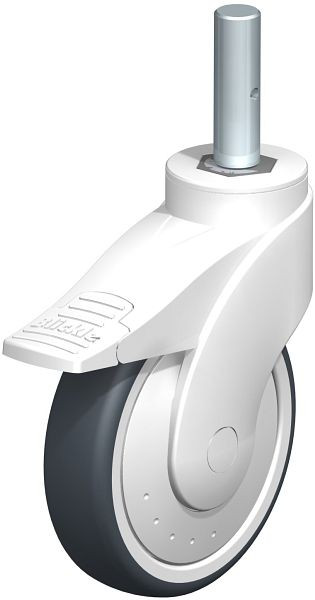 Blickle LWKE-TPA 126K-FI-ELS-FK-ZA51 Kunststoff-Lenkrolle WAVE mit Zapfen & Feststeller, Thermoplastisches Gummi-Elastomer, Grau, 747153