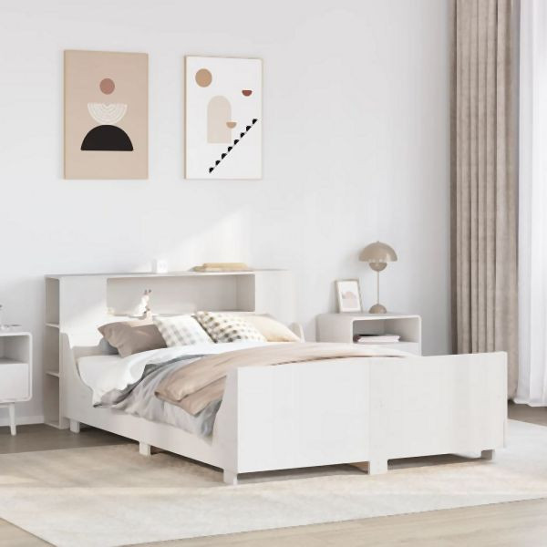 vidaXL Massivholzbett ohne Matratze Weiß 140x190 cm Kiefernholz, 3323774